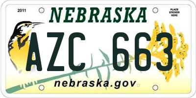 NE license plate AZC663