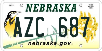 NE license plate AZC687