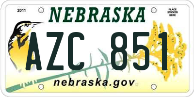 NE license plate AZC851