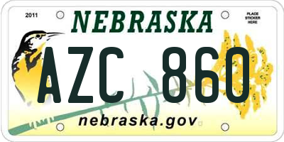 NE license plate AZC860