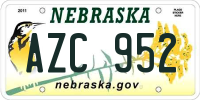 NE license plate AZC952
