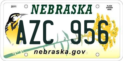 NE license plate AZC956