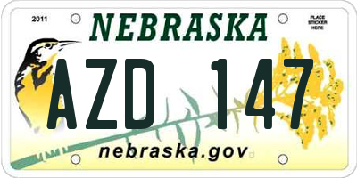 NE license plate AZD147