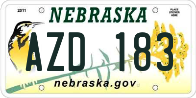 NE license plate AZD183