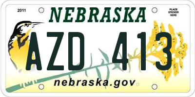 NE license plate AZD413