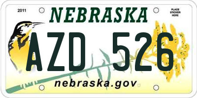 NE license plate AZD526