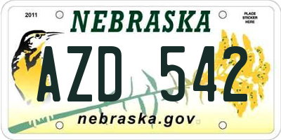 NE license plate AZD542