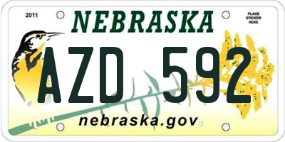 NE license plate AZD592