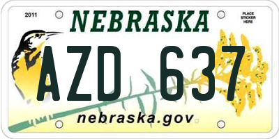 NE license plate AZD637