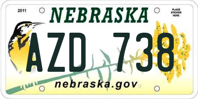 NE license plate AZD738
