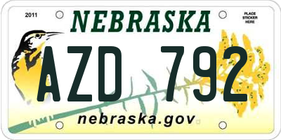 NE license plate AZD792
