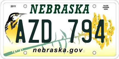 NE license plate AZD794
