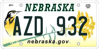 NE license plate AZD932