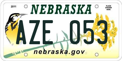 NE license plate AZE053