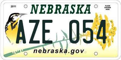 NE license plate AZE054