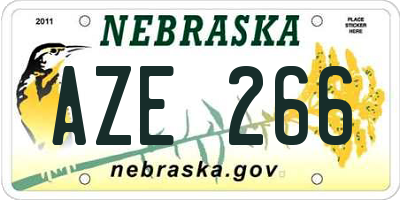 NE license plate AZE266