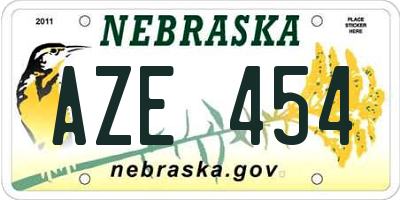 NE license plate AZE454