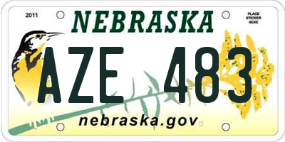 NE license plate AZE483