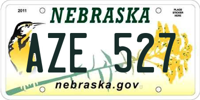 NE license plate AZE527