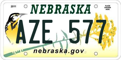 NE license plate AZE577