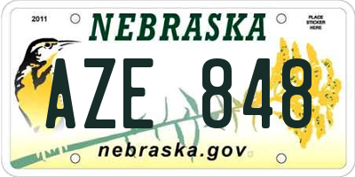 NE license plate AZE848