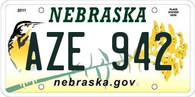 NE license plate AZE942