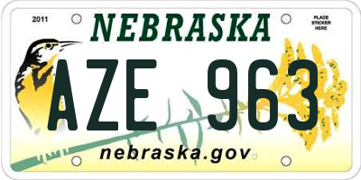 NE license plate AZE963