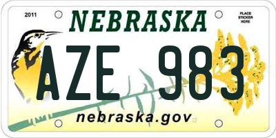 NE license plate AZE983
