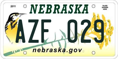 NE license plate AZF029