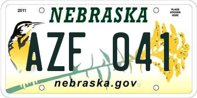 NE license plate AZF041