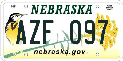 NE license plate AZF097