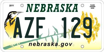 NE license plate AZF129