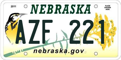 NE license plate AZF221
