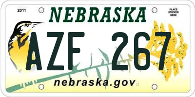 NE license plate AZF267