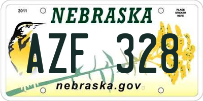 NE license plate AZF328