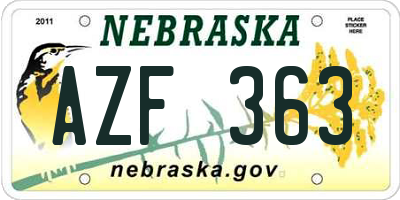 NE license plate AZF363