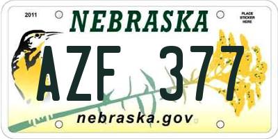 NE license plate AZF377