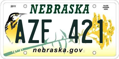 NE license plate AZF421