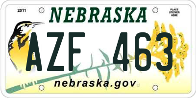 NE license plate AZF463