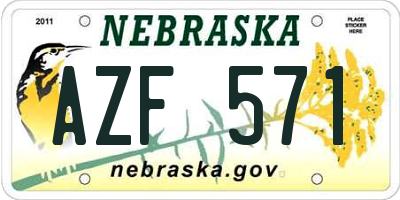NE license plate AZF571