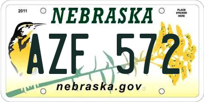 NE license plate AZF572