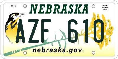 NE license plate AZF610