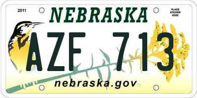 NE license plate AZF713