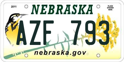 NE license plate AZF793