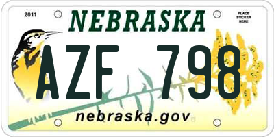 NE license plate AZF798