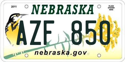 NE license plate AZF850
