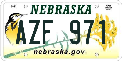 NE license plate AZF971