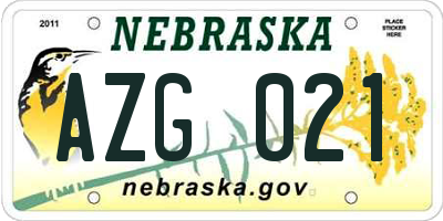 NE license plate AZG021