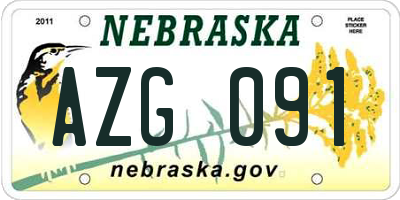 NE license plate AZG091