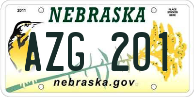 NE license plate AZG201